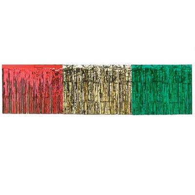 Metallic Fringe Table Skirting - Gold/Green/Red