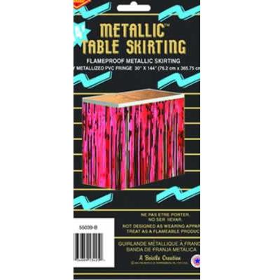 Metallic Fringe Table Skirting - Red