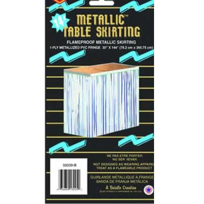 Metallic Fringe Table Skirting - Silver