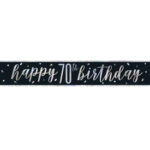 Glitz Black & Silver Happy 70th Birthday Foil Banner