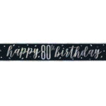 Glitz Black & Silver Happy 80th Birthday Foil Banner