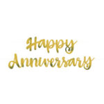 Gold Script Foil "Happy Anniversary" Banner