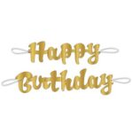 Gold Script "Happy Birthday" Banner