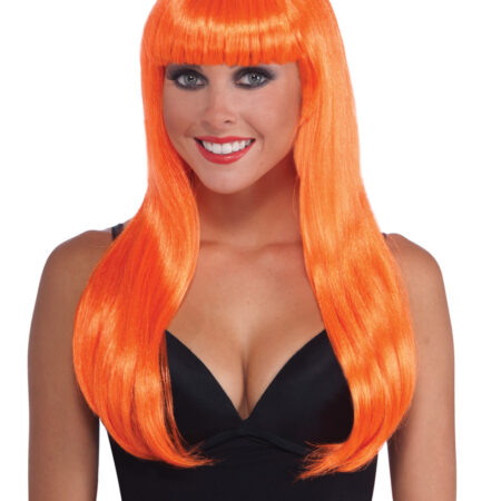 Long Neon Orange Wig
