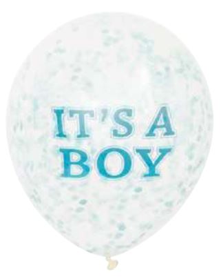 Boy Balloons W/Blue Confetti